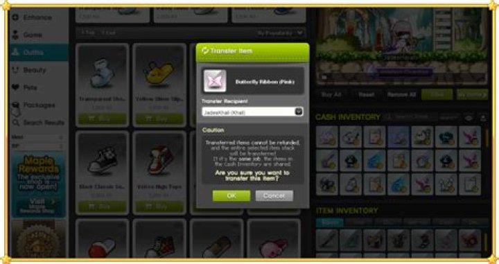 How do you transfer items in maplestory